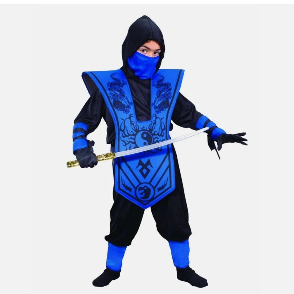NEW Blue‎ Complete Ninja Costume Halloween Boys